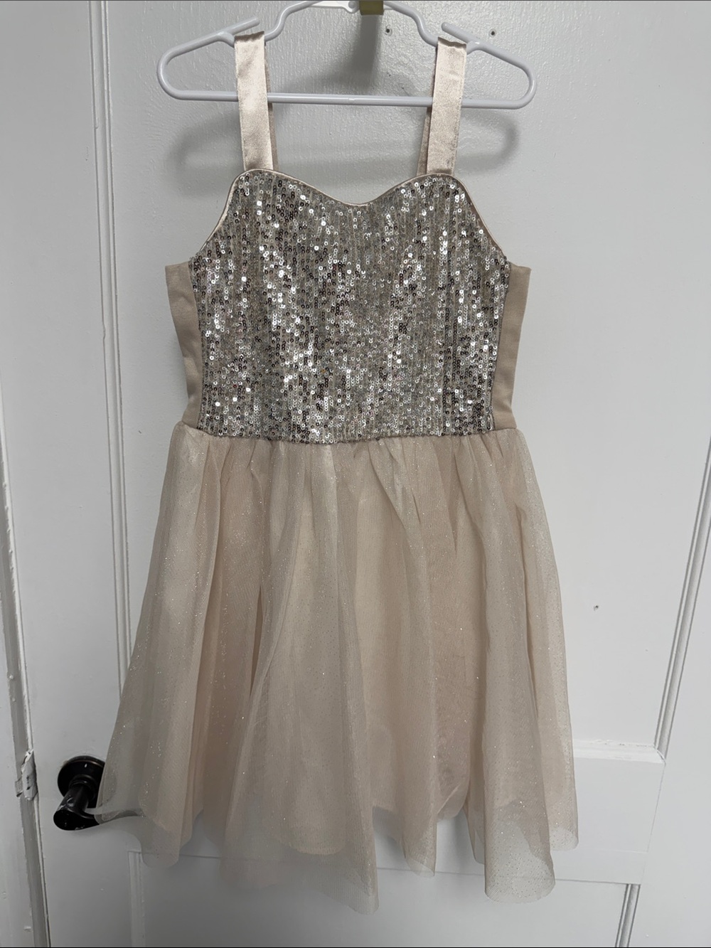 Cat & Jack Girls Champagne Sequin Bodice Tulle Dress
